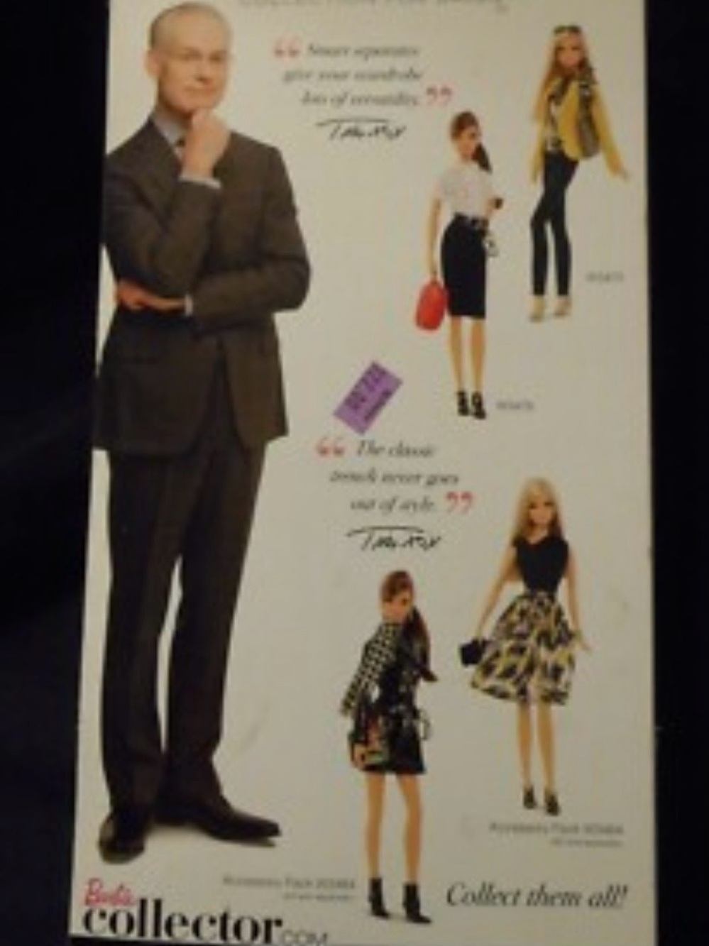Barbie Tim Gunn Doll with White Blouse, Black Skirt and Red Handbag - Picture 3 of 4
